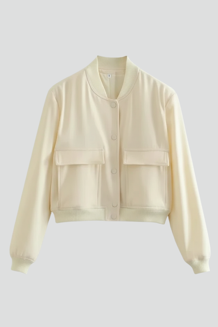 Women's Bomber Jacket with Baseball Collar